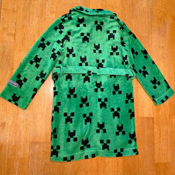 Minecraft CREEPER ROBE ~ Size 10 ~ Green Black Bathrobe Plush Fleece PJ ~ Mojang - Picture 2 of 10